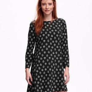Old Navy Black Pattern Swing Dress